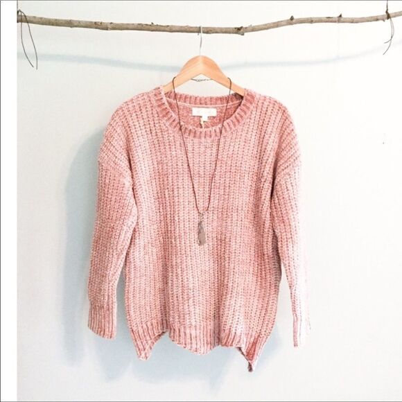 COPY - chunky Knit Chenille Sweater with Scalloped Hem - Picture 2 of 10